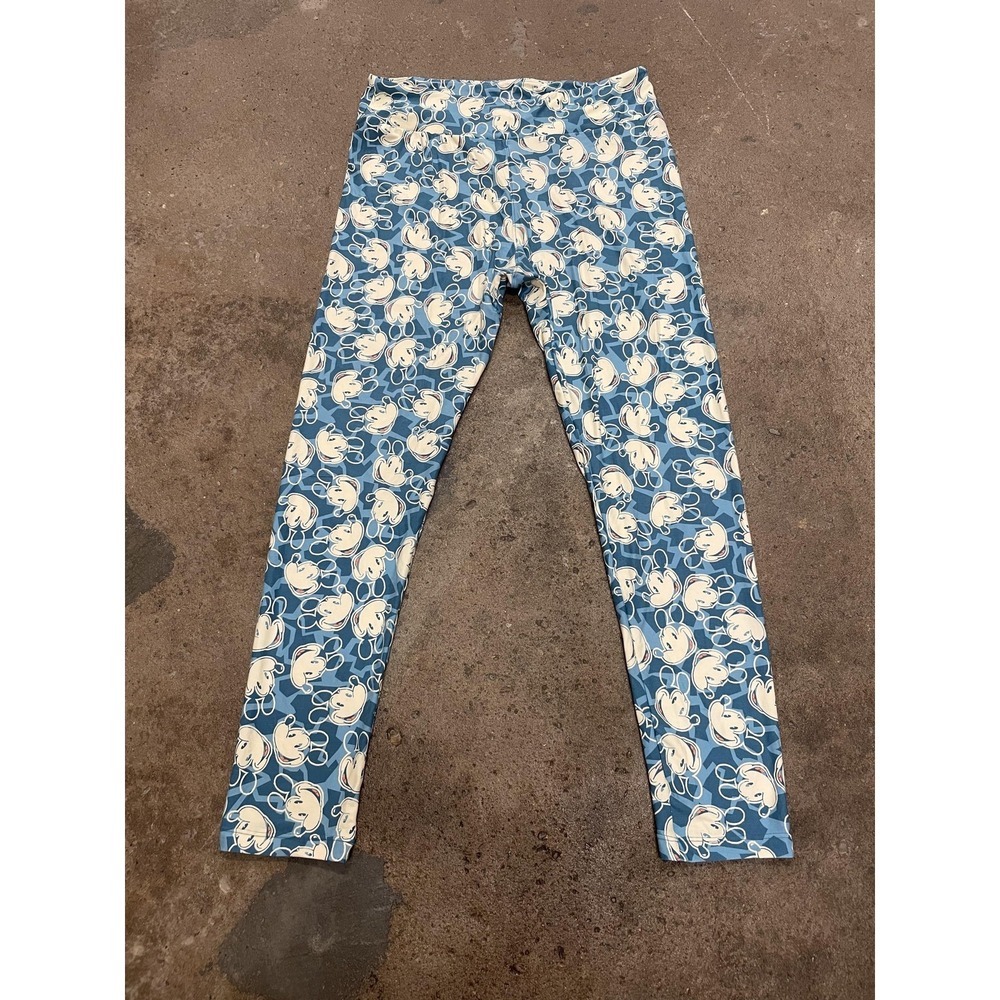 LuLaRoe Leggings Womens Tall & Curvy Blue Disney Mickey‎ Mouse Print Ankle Pants